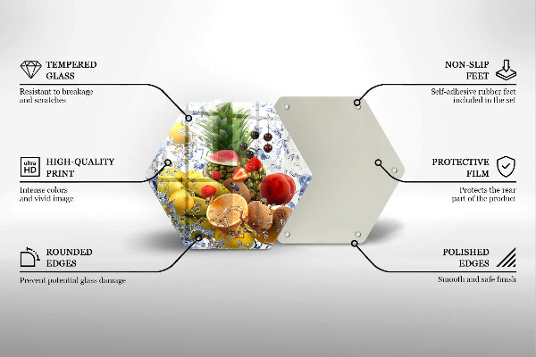 Steklena podloga za rezanje Sočno sadje in voda