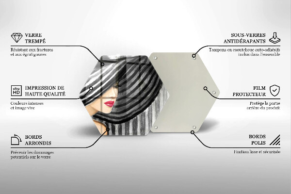 Steklena podloga za rezanje Ženska v klobuku