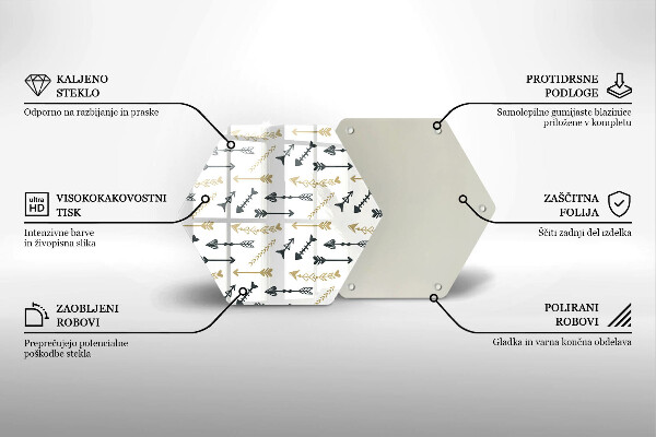 Steklena podloga za rezanje Boho vzorec puščic