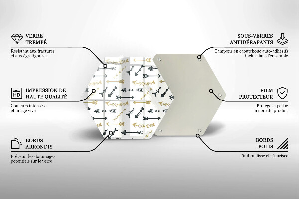 Steklena podloga za rezanje Boho vzorec puščic