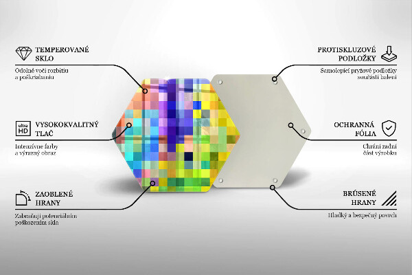 Steklena podloga za rezanje Pisani kvadratki slikovnih pik