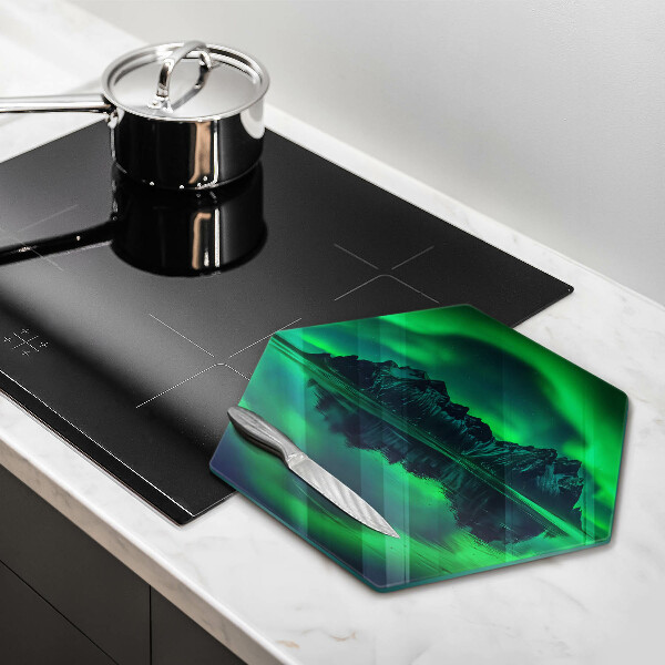 Steklena podloga za rezanje Pokrajina severnega sija