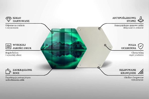 Steklena podloga za rezanje Pokrajina severnega sija