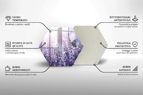 Steklena podloga za rezanje Divje rože in metulj