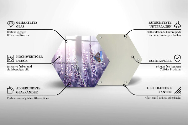Steklena podloga za rezanje Divje rože in metulj