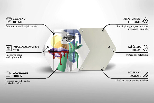 Steklena podloga za rezanje Umetniški abstraktni kolaž