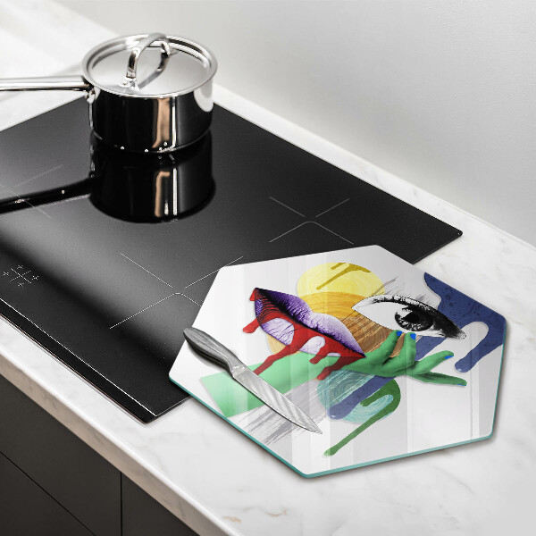 Steklena podloga za rezanje Umetniški abstraktni kolaž