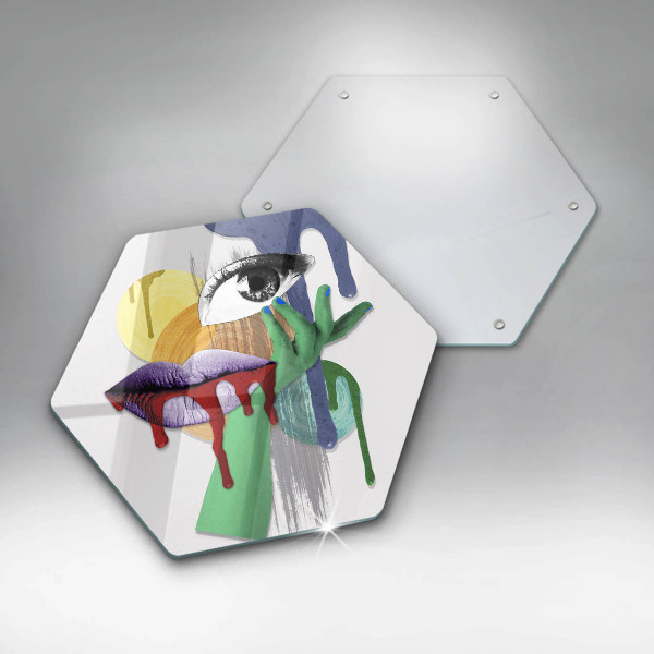 Steklena podloga za rezanje Umetniški abstraktni kolaž