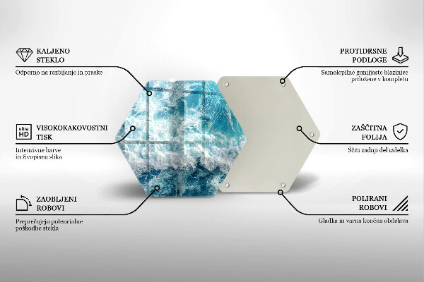 Steklena podloga za rezanje Valovi morske vode