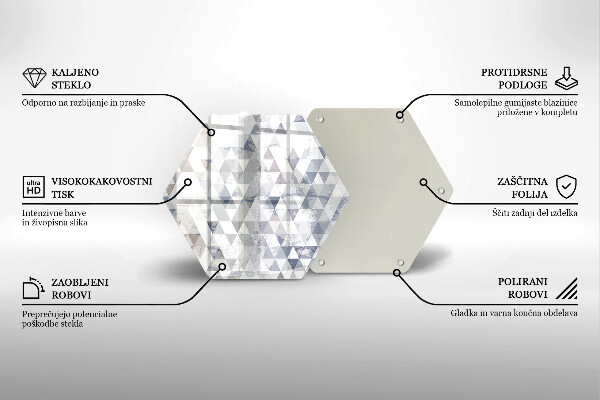 Steklena podloga za rezanje Vzorec trikotnikov