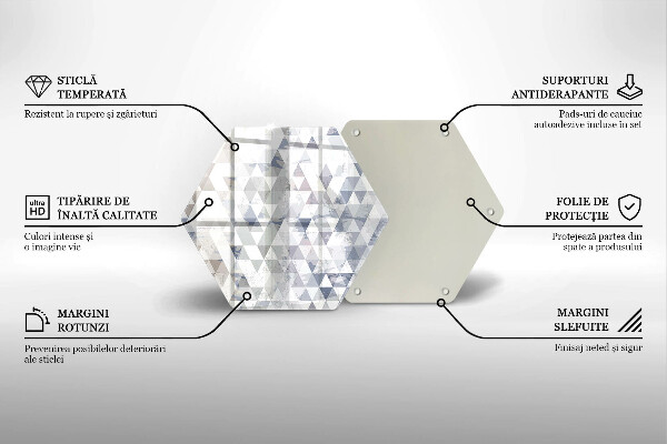 Steklena podloga za rezanje Vzorec trikotnikov