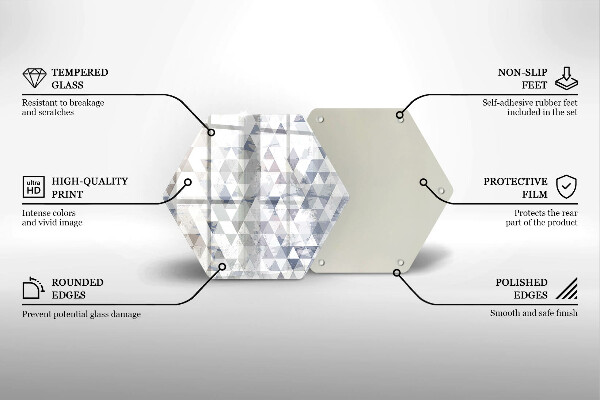 Steklena podloga za rezanje Vzorec trikotnikov