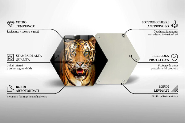 Steklena podloga za rezanje Divja žival tiger