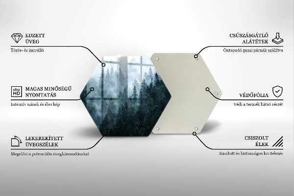 Steklena podloga za rezanje Gozdno drevje in megla