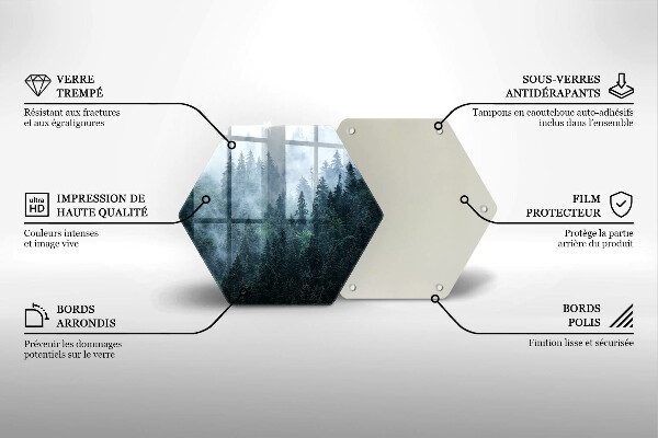 Steklena podloga za rezanje Gozdno drevje in megla