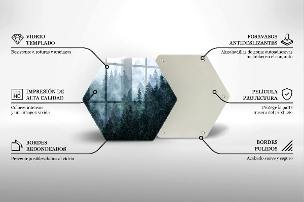 Steklena podloga za rezanje Gozdno drevje in megla