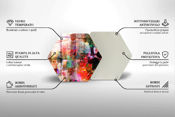 Steklena podloga za rezanje Barvna abstrakcija