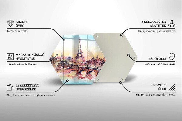 Steklena podloga za rezanje Pokrajina pariškega Eifflovega stolpa