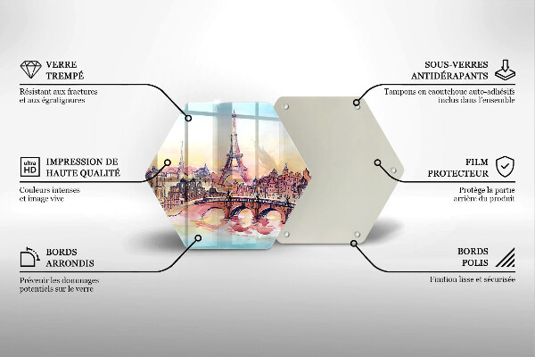 Steklena podloga za rezanje Pokrajina pariškega Eifflovega stolpa