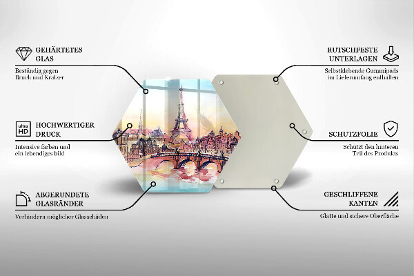 Steklena podloga za rezanje Pokrajina pariškega Eifflovega stolpa
