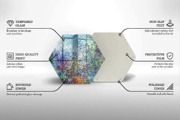 Steklena podloga za rezanje Barvita črtna abstrakcija
