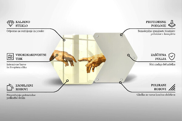 Steklena podloga za rezanje Stvarjenje Adamovih rok