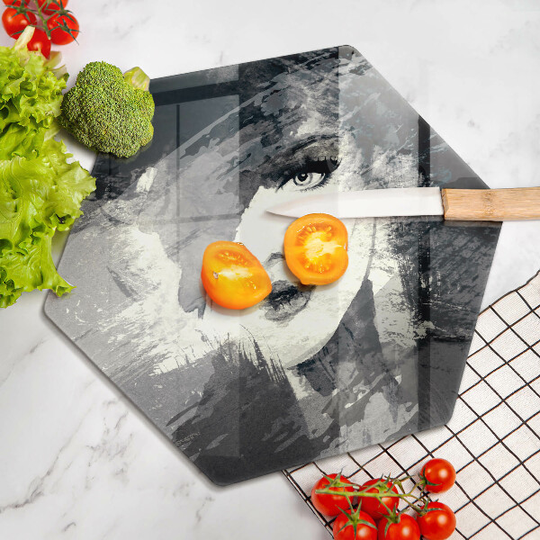 Steklena podloga za rezanje Slikanje ženske