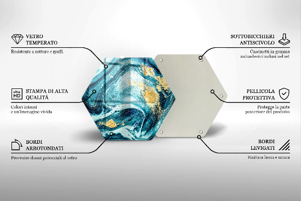 Steklena podloga za rezanje Abstrakcija modrega zlata