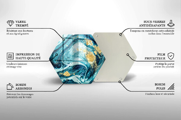 Steklena podloga za rezanje Abstrakcija modrega zlata