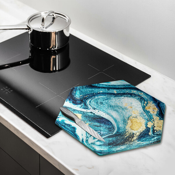 Steklena podloga za rezanje Abstrakcija modrega zlata