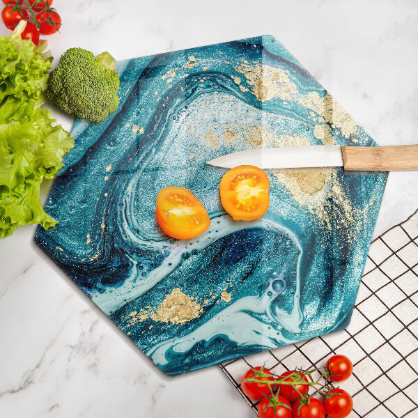 Steklena podloga za rezanje Abstrakcija modrega zlata