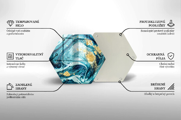 Steklena podloga za rezanje Abstrakcija modrega zlata