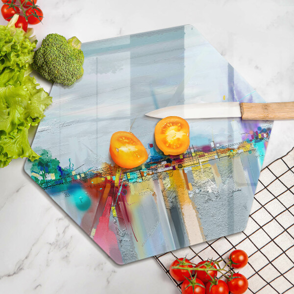 Steklena podloga za rezanje Naslikana abstrakcija