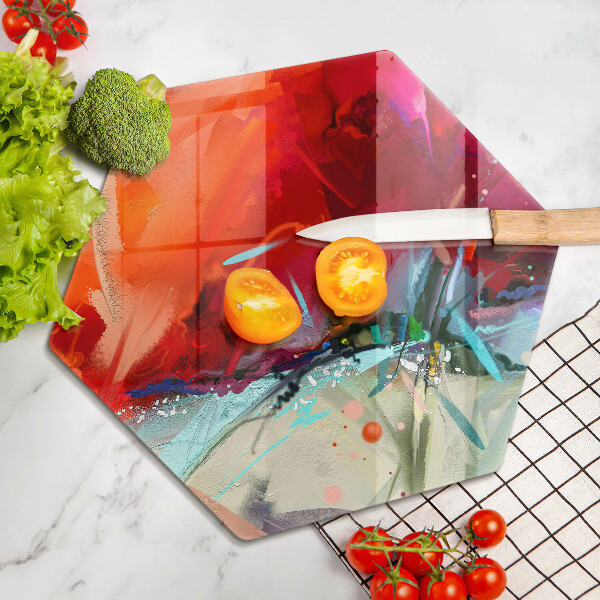 Steklena podloga za rezanje Naslikana abstrakcija
