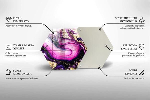 Steklena podloga za rezanje Zlata abstraktna oblika