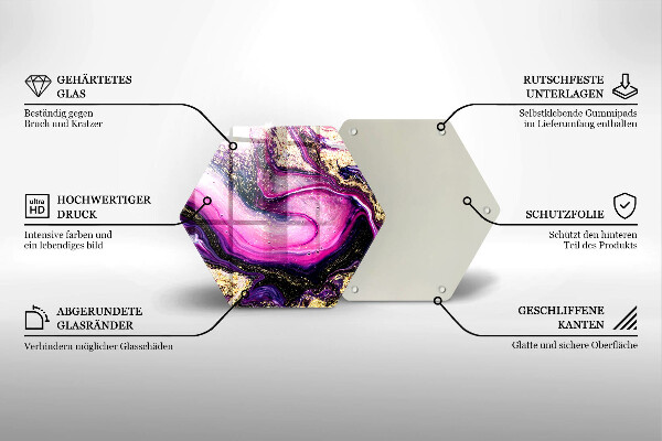 Steklena podloga za rezanje Zlata abstraktna oblika