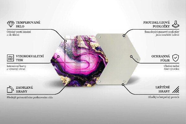 Steklena podloga za rezanje Zlata abstraktna oblika