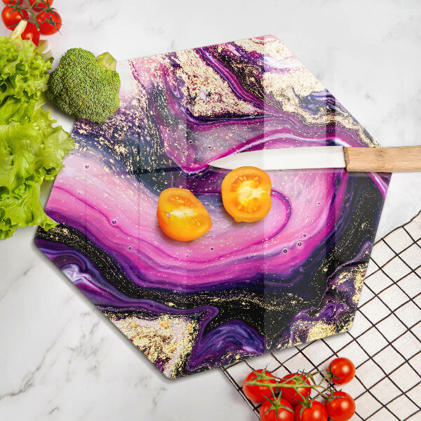 Steklena podloga za rezanje Zlata abstraktna oblika