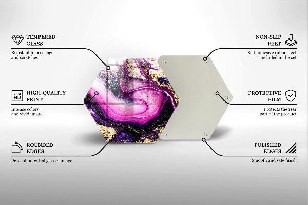 Steklena podloga za rezanje Zlata abstraktna oblika