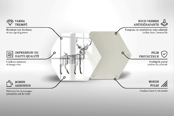 Steklena podloga za rezanje Ilustracija jelena in gozda