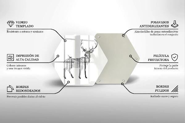 Steklena podloga za rezanje Ilustracija jelena in gozda