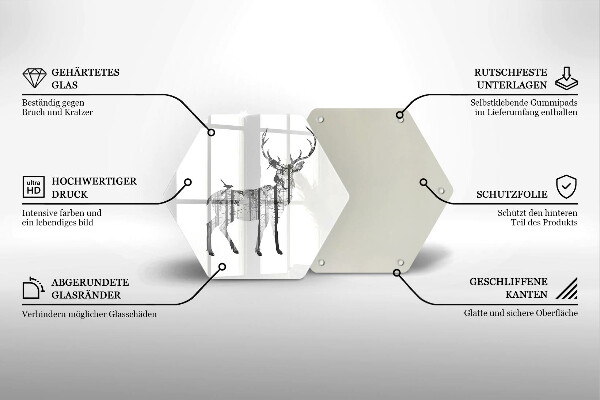 Steklena podloga za rezanje Ilustracija jelena in gozda