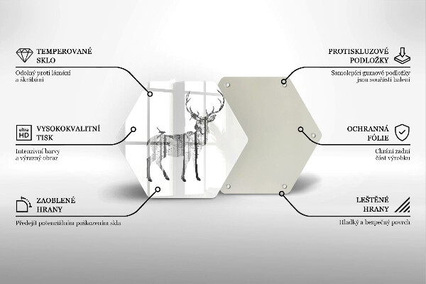 Steklena podloga za rezanje Ilustracija jelena in gozda