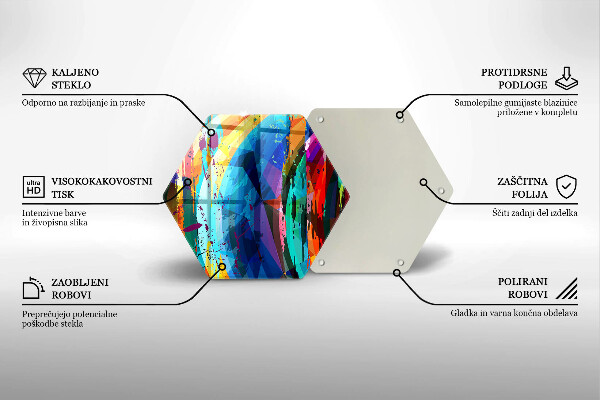 Steklena podloga za rezanje Pisani barvni madeži