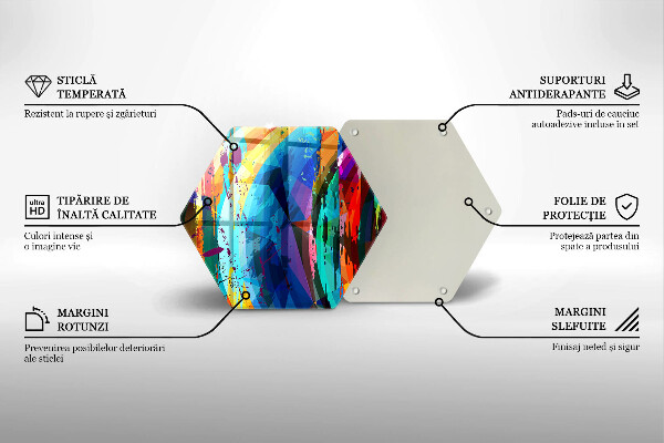 Steklena podloga za rezanje Pisani barvni madeži