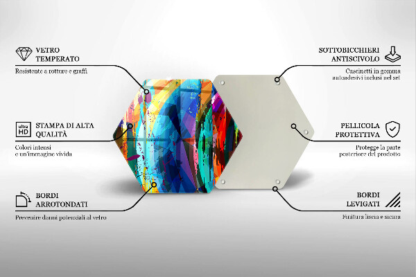 Steklena podloga za rezanje Pisani barvni madeži
