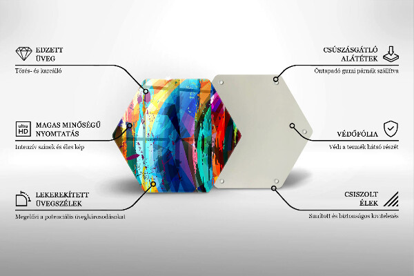 Steklena podloga za rezanje Pisani barvni madeži