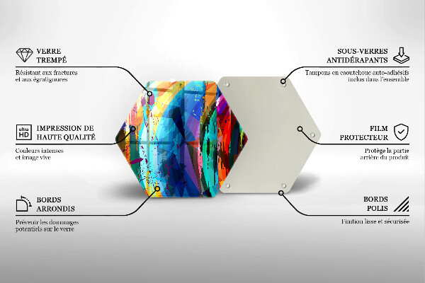 Steklena podloga za rezanje Pisani barvni madeži