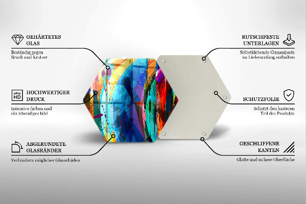 Steklena podloga za rezanje Pisani barvni madeži