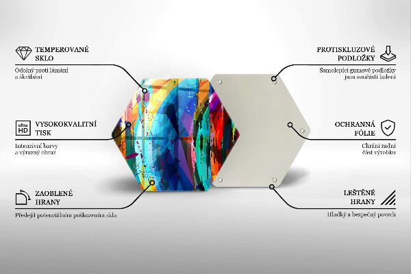 Steklena podloga za rezanje Pisani barvni madeži